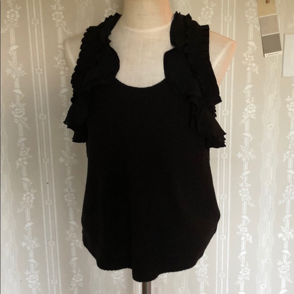 Anthropologie deletta Black textured tank Small